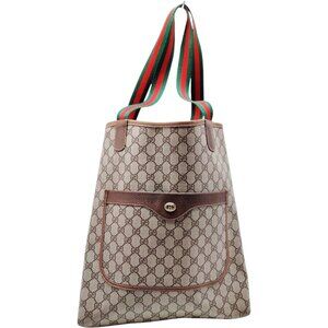 (L3) Gucci Hand Bag Sherry Line Brown PVC